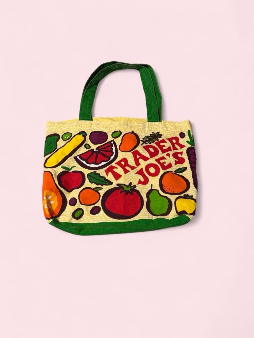 Trader Joe's Yellow & Green Fruit Print Canvas Tote
